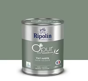 Peinture intérieure multisupport Ripolin O'pur vert nobile satin velouté 2L