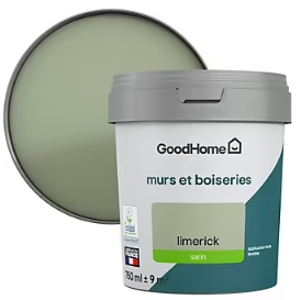 Peinture murs et boiseries GoodHome vert Limerick satin 0,75L