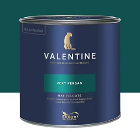 Peinture Valentine murs et boiseries Dulux Valentine vert persan velouté mat 2L