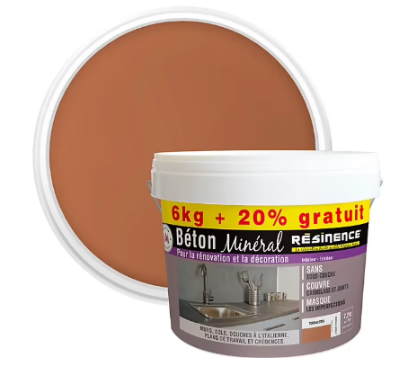 Béton minéral Résinence terracotta 6kg + 20% gratuit