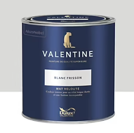 Peinture Valentine murs et boiseries Dulux Valentine blanc frisson velouté mat 0,5L