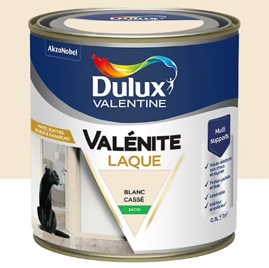 Laque Valénite Dulux Valentine Acrylique satin blanc cassé 500ml