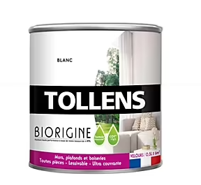 Peinture murs et plafonds Biorigine Tollens velours blanc 0,5L