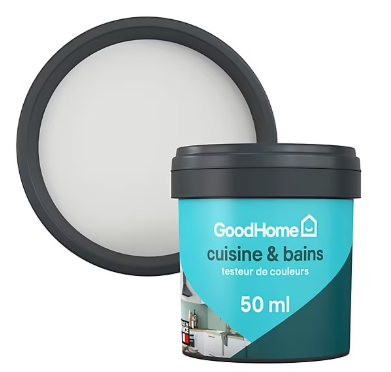 Peinture cuisine et salle de bains GoodHome gris Hempstead satin 50ml