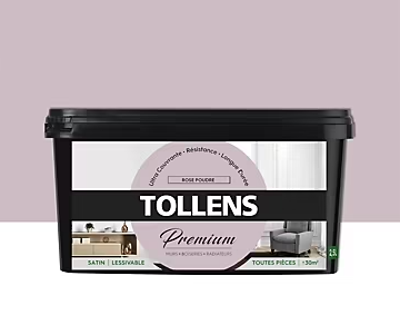 Peinture Tollens premium murs, boiseries et radiateurs rose poudré satin 2,5L