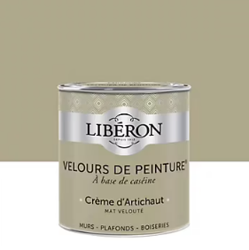 Peinture multisupport murs, plafonds et boiseries Velours de peinture vert crème d'artichaut Libéron 2,5L