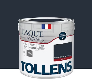 Laque boiseries et métal Tollens brillant gris anthracite RAL 7016 2L
