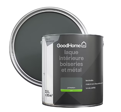 Peinture métal et bois GoodHome satin gris Princeton 2,5L