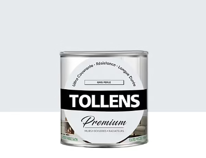 Peinture Tollens premium murs, boiseries et radiateurs gris perlé satin 0,75L