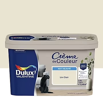 Peinture Crème De Couleur Dulux Valentine mat lin clair 2,5L