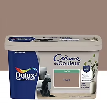 Peinture Crème De Couleur Dulux Valentine satin taupe 2,5L