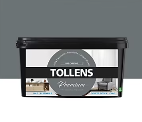 Peinture Tollens premium murs, boiseries et radiateurs gris carbone mat 2,5L