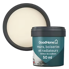 Testeur peinture résistante murs, boiseries et métal GoodHome blanc Toronto mat 50ml