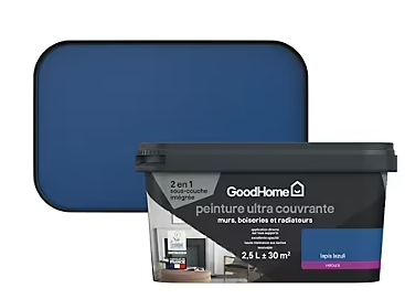 Peinture couleur 2 en 1 velours GoodHome lapis lazuli 2,5L