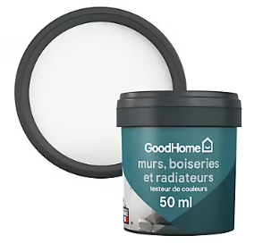 Testeur peinture résistante murs, boiseries et métal GoodHome blanc North Pole mat 50ml