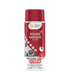 Peinture aérosol Relook tout extrême Maison Deco rouge basque satin RAL3004 400ml
