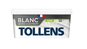 Peinture Tollens ultra couvrant murs, plafonds et boiseries satin blanc 2,5L