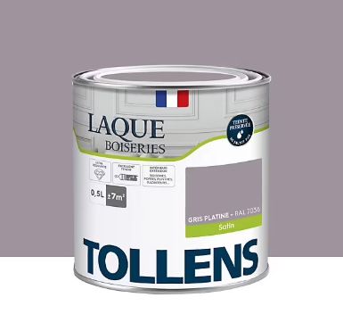 Laque boiseries et métal Tollens RAL 7036 gris platine satin 500ml