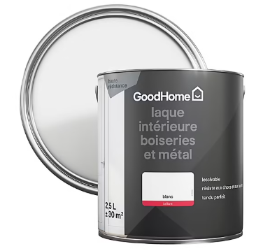 Peinture métal et bois GoodHome brillant blanc 2,5L