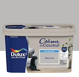Peinture Crème De Couleur Dulux Valentine mat béton gris 2,5L