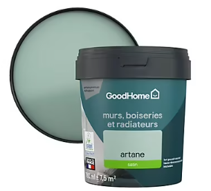 Peinture résistante murs, boiseries et métal GoodHome vert Artane satin 0,75L