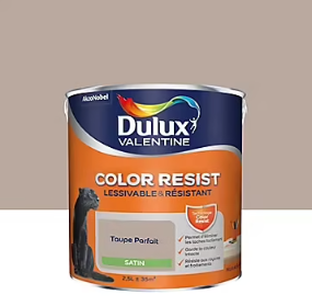 Peinture murs et boiseries Color Resist Dulux Valentine satin taupe parfait 2,5L
