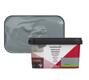 Peinture de rénovation GoodHome multi-supports satin gris Delaware 2L