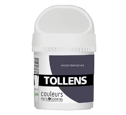 Testeur peinture murs et boiseries Tollens violet crépuscule satin 50ml