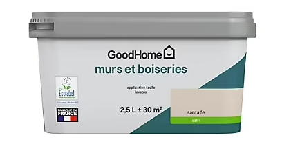 Peinture intérieure couleur Murs et boiseries GoodHome Santa Fe beige satin 2,5L