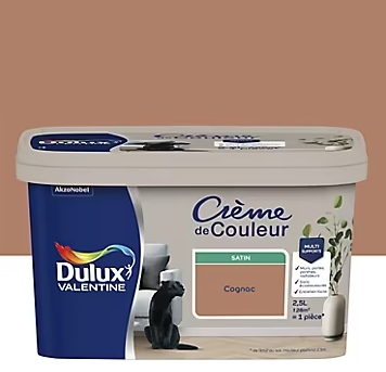 Peinture Crème De Couleur Dulux Valentine satin cognac 2,5L