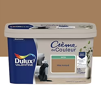 Peinture Crème De Couleur Dulux Valentine satin miel ambré 2,5L