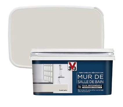 Peinture de rénovation mur de salle de bain V33 plume satin 2L