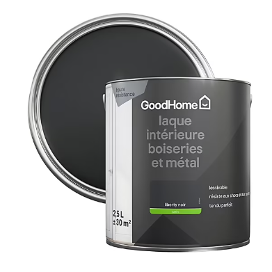 Peinture métal et bois GoodHome satin noir 2,5L