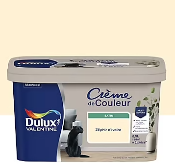 Peinture Crème De Couleur Dulux Valentine satin zéphir d'Ivoire 2,5L