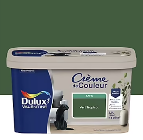 Peinture Crème De Couleur Dulux Valentine satin vert tropical 2,5L