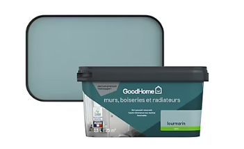 Peinture intérieure couleur murs, boiseries et radiateurs GoodHome satin lourmarin bleu 2.5L