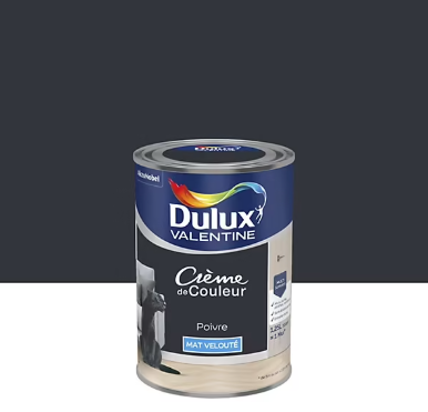 Peinture couleur murs, boiseries et radiateurs Crème de couleur Dulux Valentine noir poivre mat 1,25L