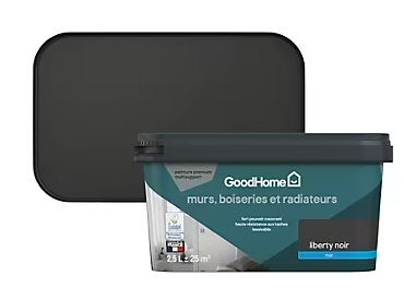 Peinture intérieure couleur murs, boiseries et radiateurs GoodHome Liberty mat Noir 2,5L