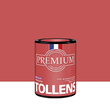 Peinture Tollens premium murs, boiseries et radiateurs rouge amour velours 750ml