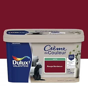 Peinture intérieure couleur Crème De Couleur Dulux Valentine satin rouge Bordeaux 2.5L