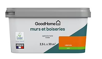 Peinture intérieure couleur murs et boiseries GoodHome Valencia satin 2,5L