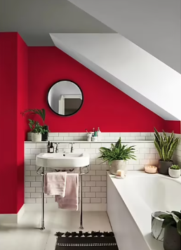 Peinture haute résistance Crème de couleur cuisine et bain Dulux Valentine rouge industriel satin 2L