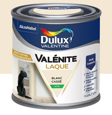 Laque acrylique Valénite Dulux Valentine blanc cassé satin 0,125L