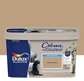 Peinture intérieure couleur Crème De Couleur Dulux Valentine mat marron Moka Latte 2.5L