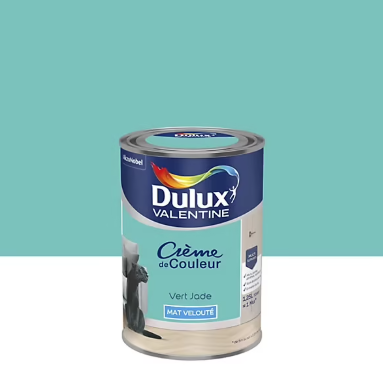Peinture couleur murs, boiseries et radiateurs Crème de couleur Dulux Valentine vert jade mat velouté 1,25L
