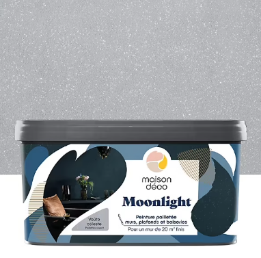 Peinture pailletée murs, plafonds et boiseries Moonlight Maison Déco voûte céleste 2L