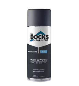 Peinture aérosol multi-supports Les Docks du bâtiment anthracite mat gris 400ml