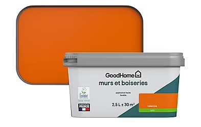 Peinture intérieure couleur murs et boiseries GoodHome Valencia satin 2,5L