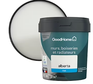 Peinture résistante murs, boiseries et métal GoodHome blanc Alberta mat 0,75L
