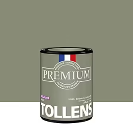 Peinture Tollens premium murs, boiseries et radiateurs vert kaki velours 750ml